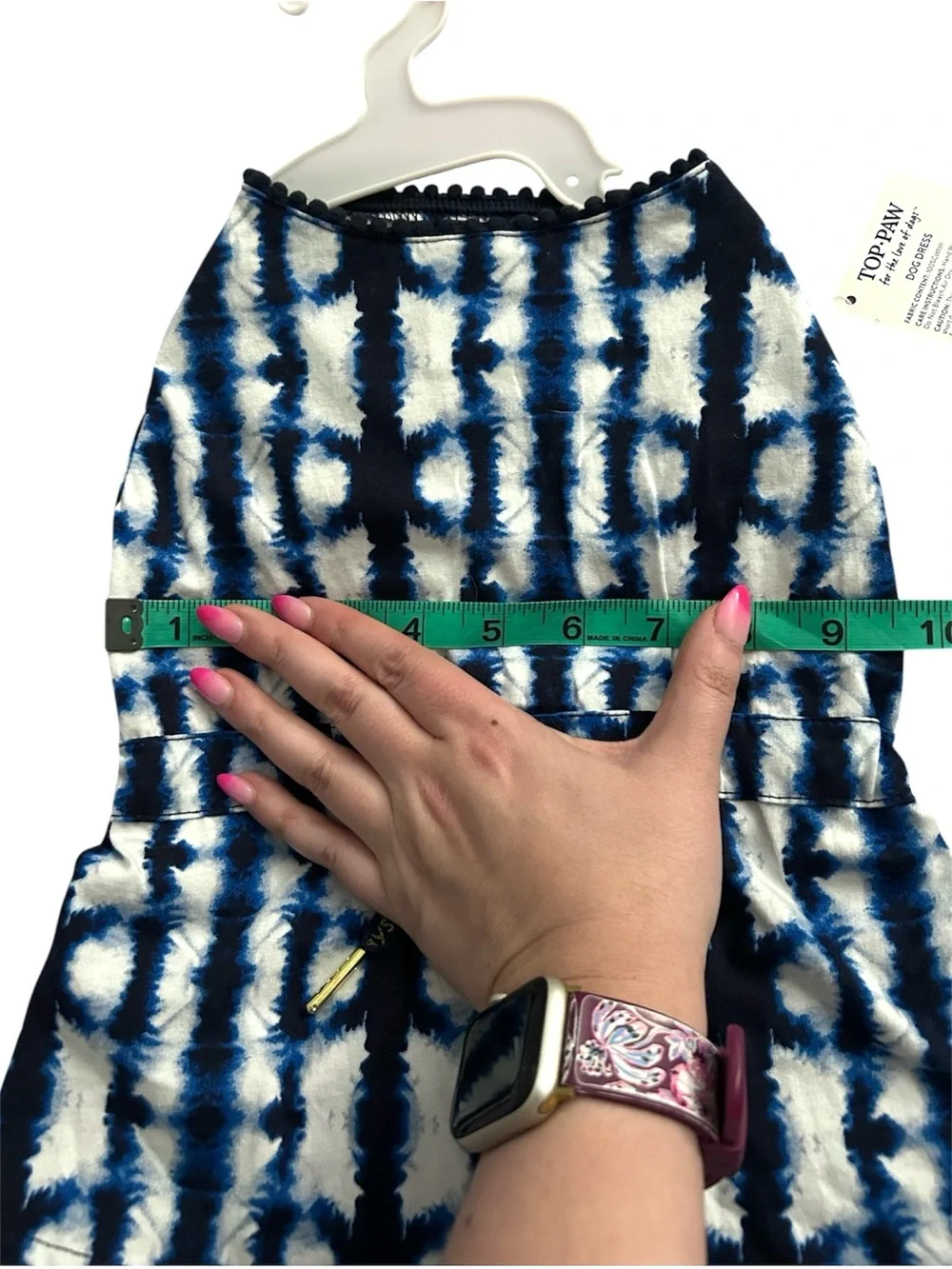 NWT Top Paw Blue Shibori Dog Dress - Size Medium